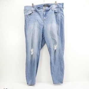 Torrid Jeans Premium Stretch Jegging Medium Wash Distressed Plus Size 24 R